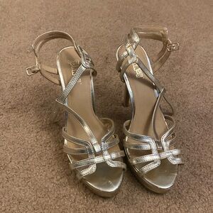 Strappy gold heels